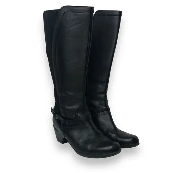 Clarks Tall Black Riding Boots Ladies Size 8 - Picture 2 of 9